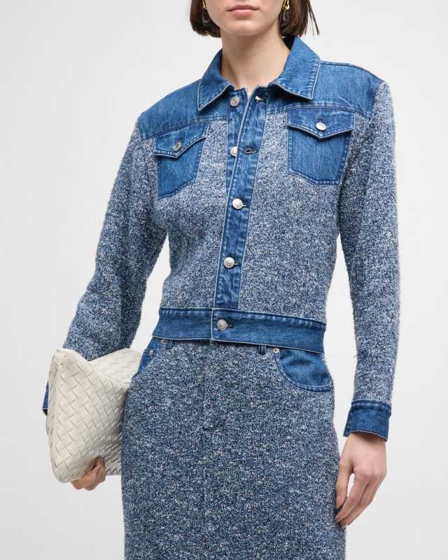 Baylin Cropped Denim Knit Jacket